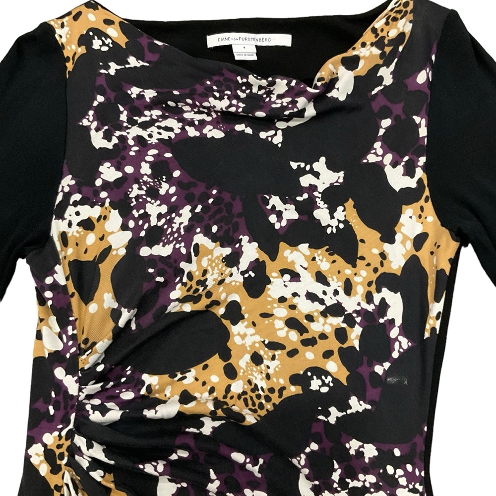 Diane Von Furstenberg Kirby Silk Dress Jersey Ruched Cheetah Splash Clas… - Picture 8 of 16